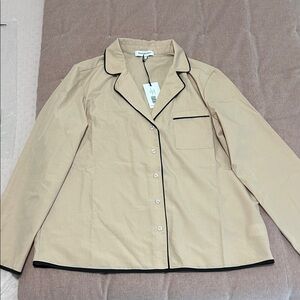 WeWoreWhat Classic Pajama Top Almond/Black XS